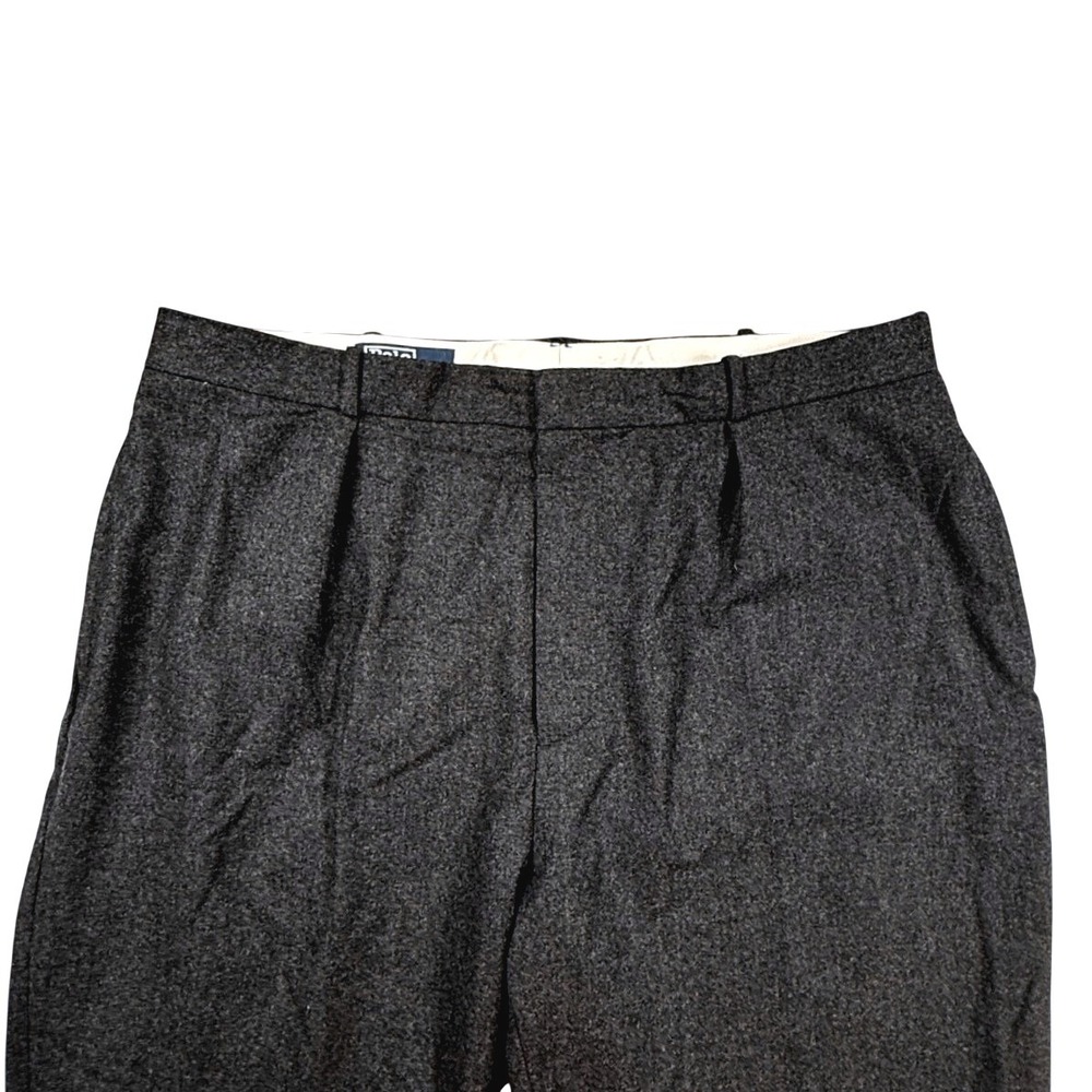 VTG Polo Ralph Lauren Gray Wool Blend Pleated Cuffed Dress Trousers Mens 40x32